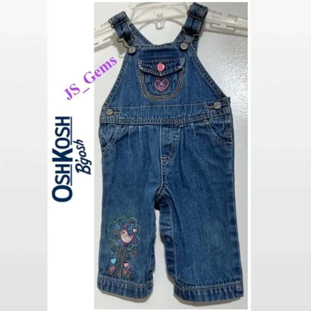 OshKosh B'gosh Baby Blue Denim Vestbak Kid Overalls
